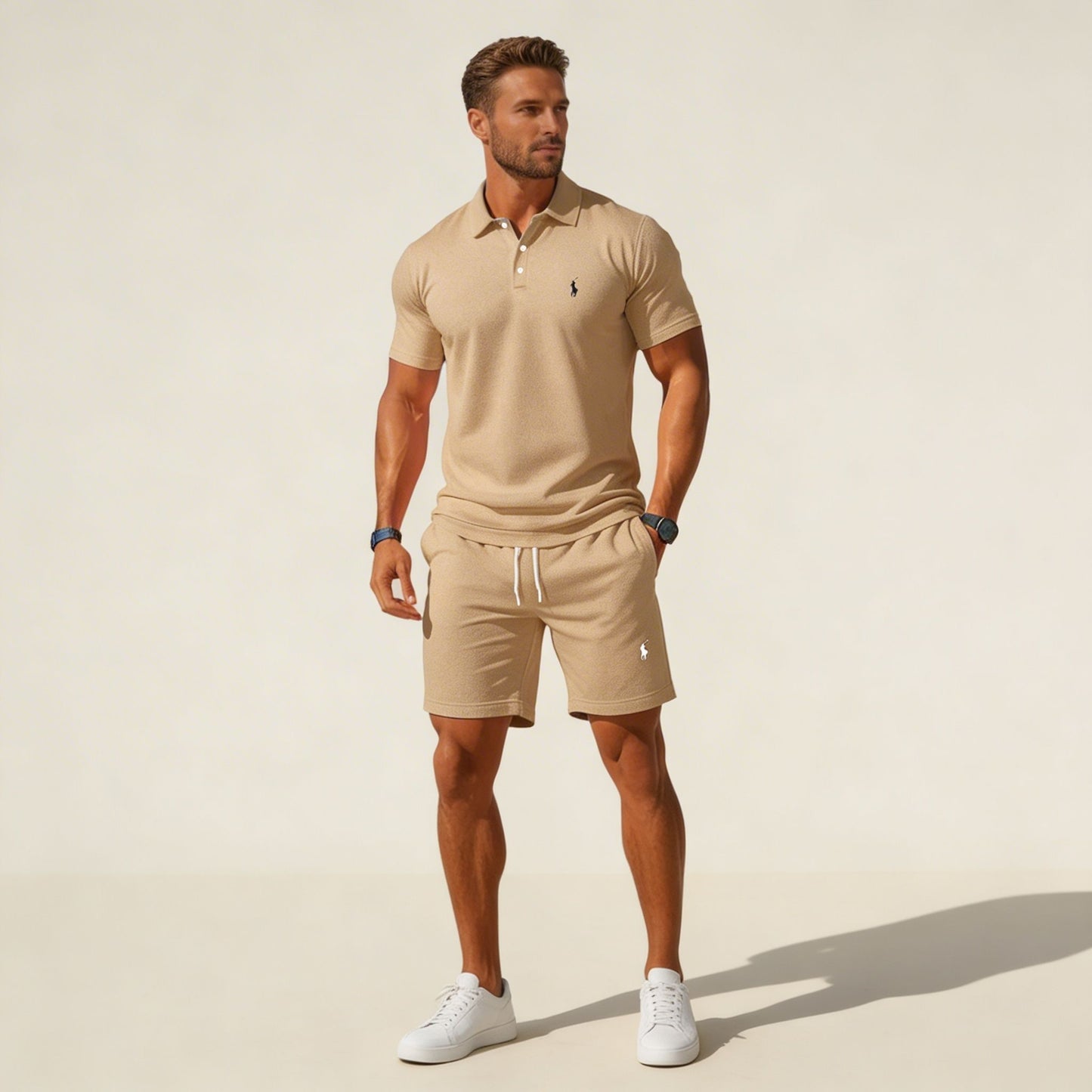 Premium Textured Polo & Shorts Set