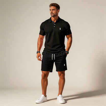 Premium Textured Polo & Shorts Set