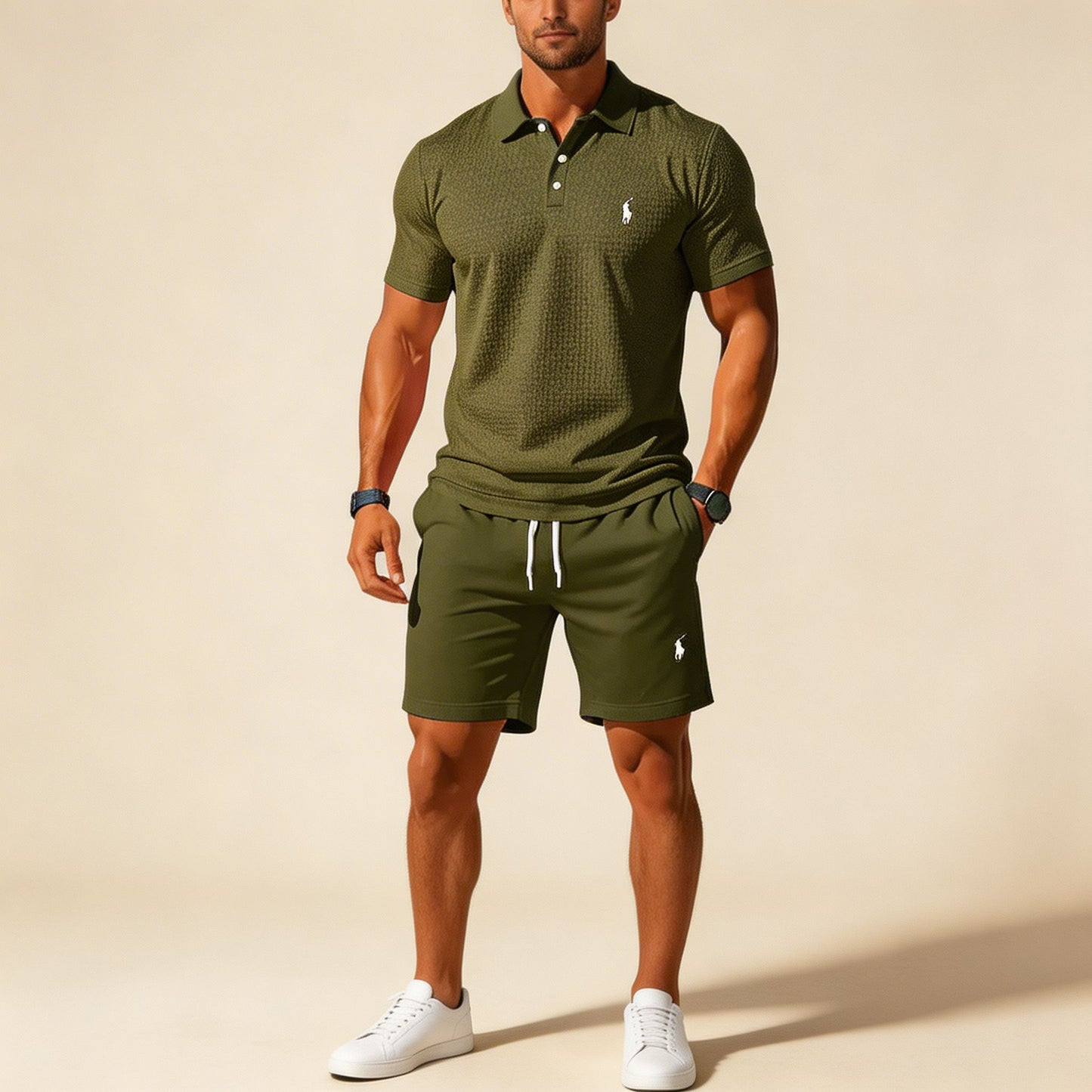 Premium Textured Polo & Shorts Set