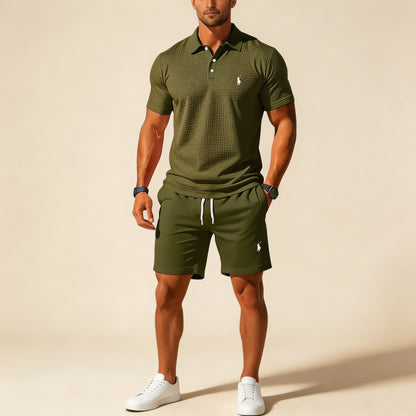 Premium Textured Polo & Shorts Set
