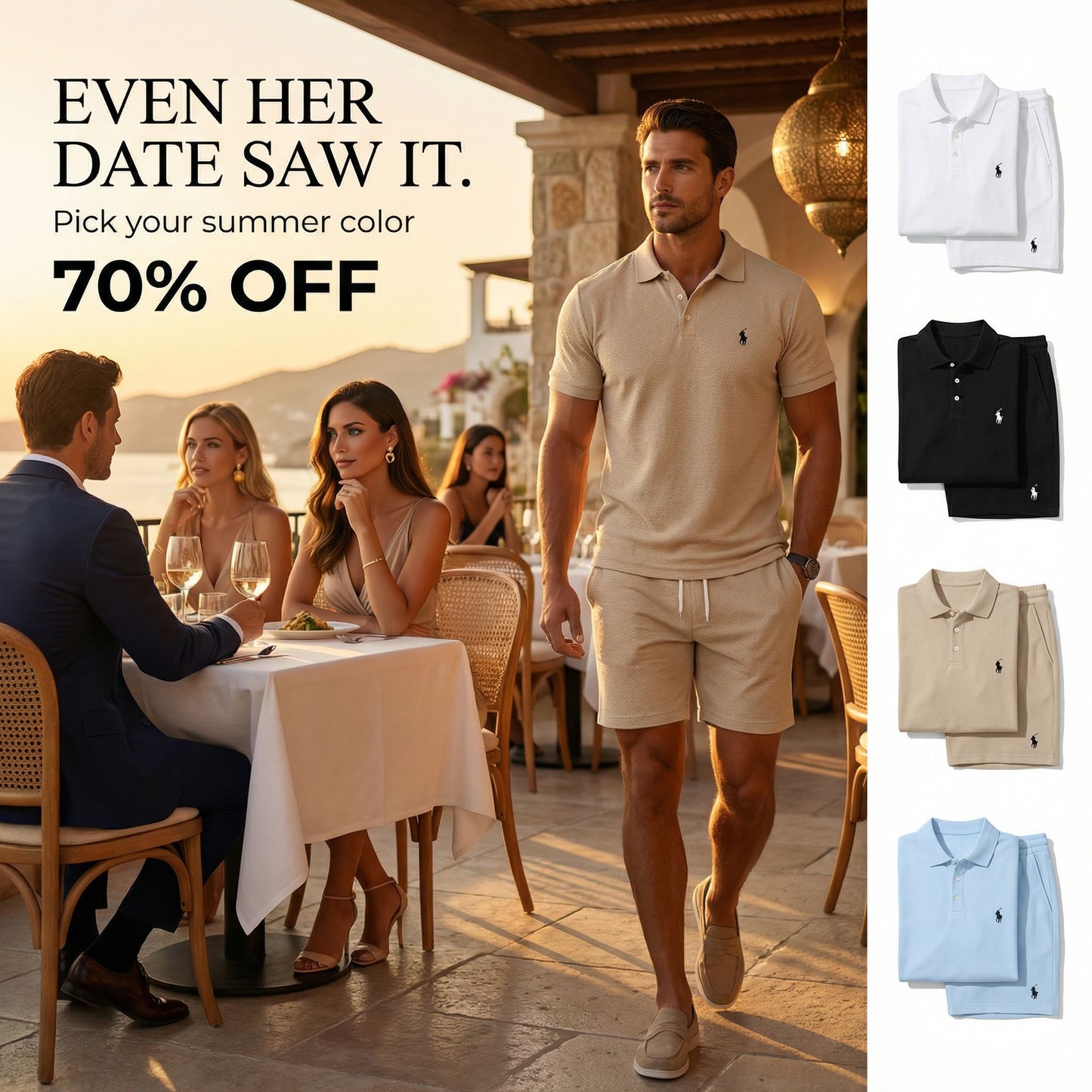 Premium Textured Polo & Shorts Set